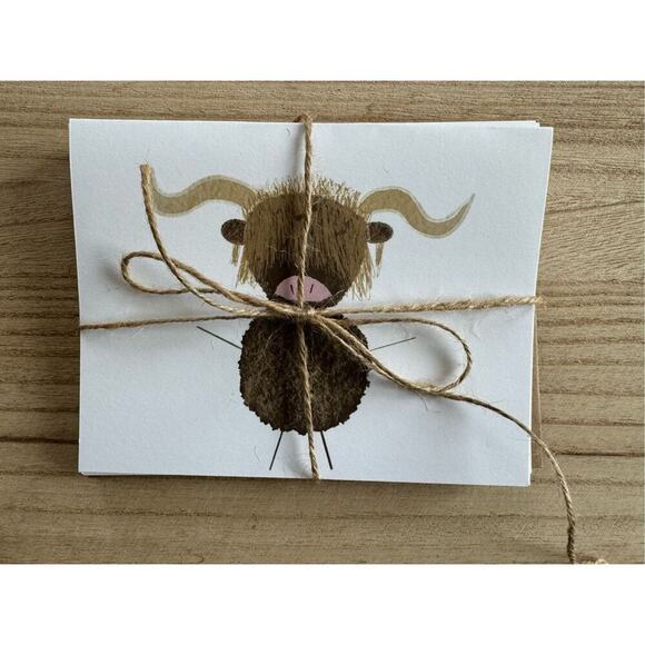 Greeting Cards Blank Cards Scottish Highland Cow Boho Gift Handmade Gift Art - Picture 3 of 3